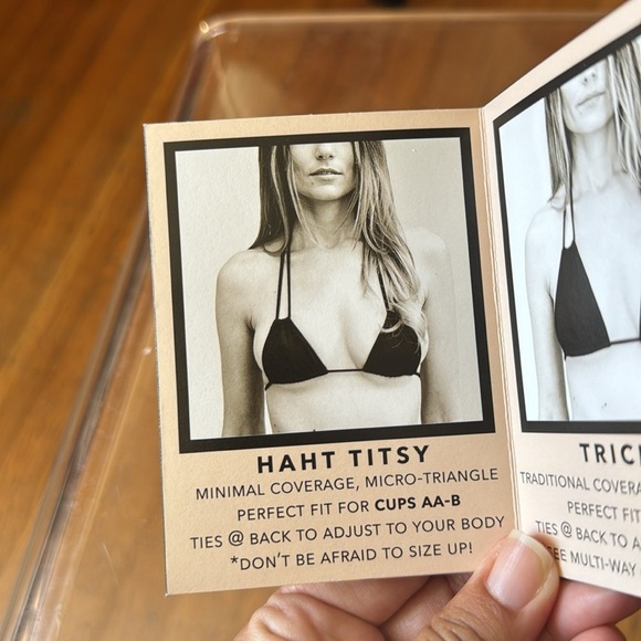 NWT$68 HAHt Titsy Multiway Micro Triangle Bikini Swim Top Shroom BROWN Sz MEDIUM - Picture 9 of 10